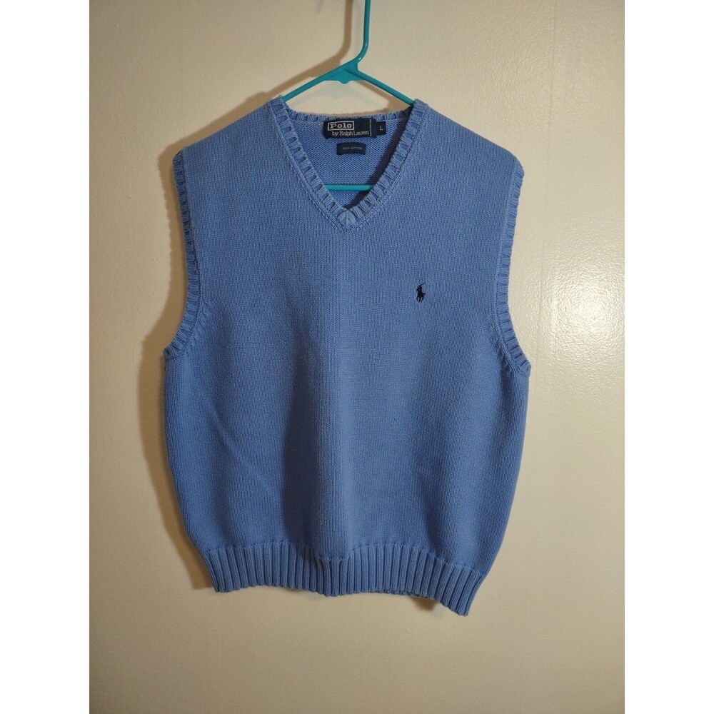 Polo Ralph Lauren Men's L Blue Pullover Vest Cotton vintage embroidered logo